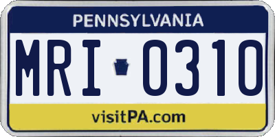 PA license plate MRI0310