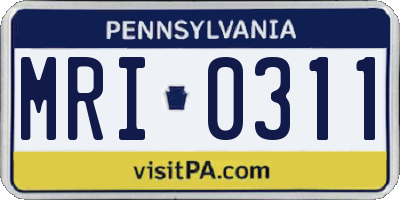 PA license plate MRI0311