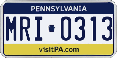 PA license plate MRI0313