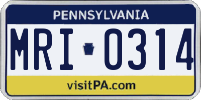 PA license plate MRI0314