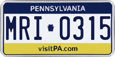 PA license plate MRI0315