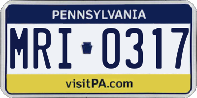 PA license plate MRI0317