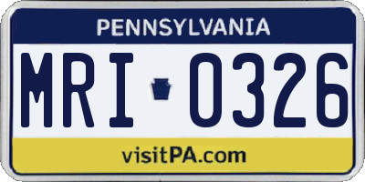 PA license plate MRI0326