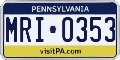PA license plate MRI0353