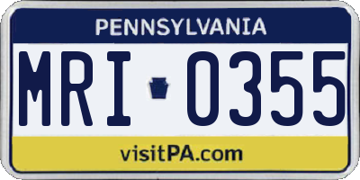 PA license plate MRI0355