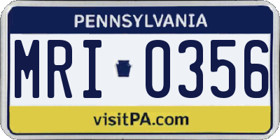 PA license plate MRI0356