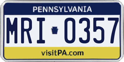 PA license plate MRI0357
