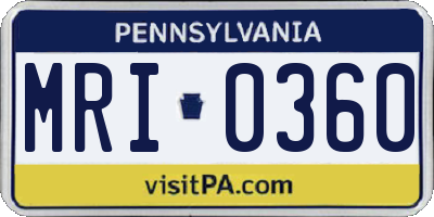 PA license plate MRI0360