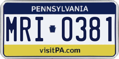 PA license plate MRI0381