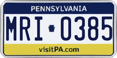 PA license plate MRI0385
