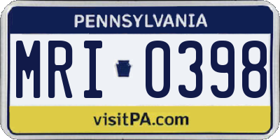 PA license plate MRI0398
