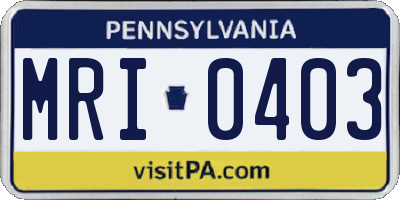 PA license plate MRI0403