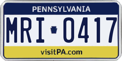 PA license plate MRI0417
