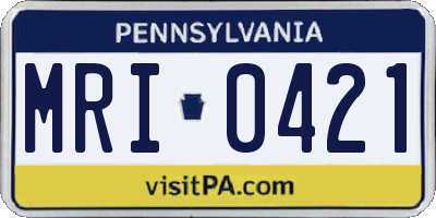 PA license plate MRI0421