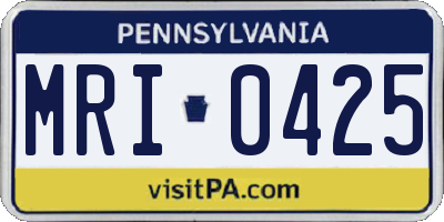 PA license plate MRI0425