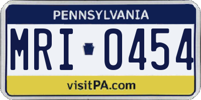 PA license plate MRI0454