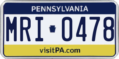 PA license plate MRI0478