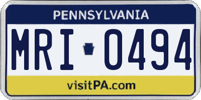 PA license plate MRI0494
