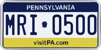 PA license plate MRI0500