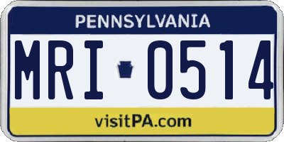 PA license plate MRI0514