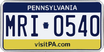 PA license plate MRI0540