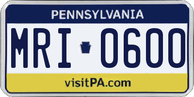PA license plate MRI0600