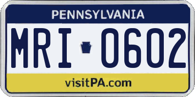 PA license plate MRI0602