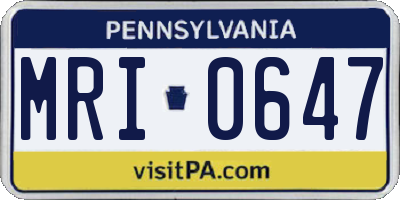 PA license plate MRI0647
