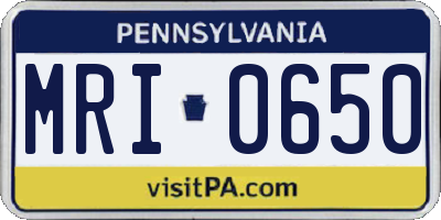 PA license plate MRI0650