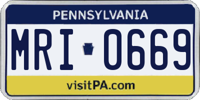 PA license plate MRI0669