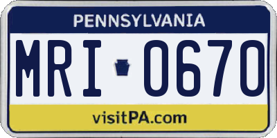 PA license plate MRI0670