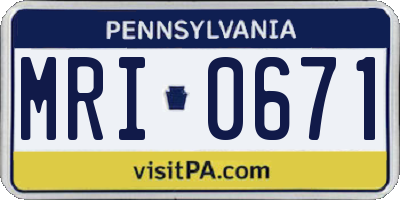 PA license plate MRI0671