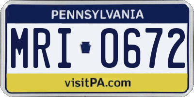 PA license plate MRI0672