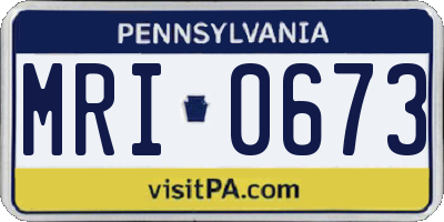 PA license plate MRI0673