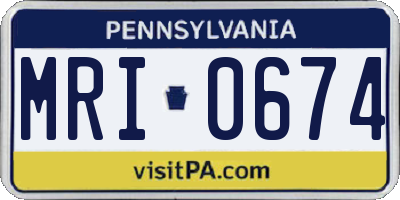 PA license plate MRI0674