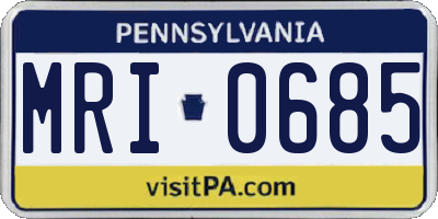 PA license plate MRI0685