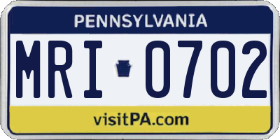 PA license plate MRI0702