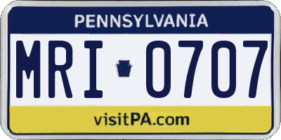 PA license plate MRI0707