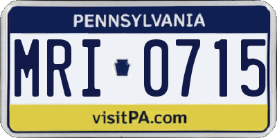 PA license plate MRI0715