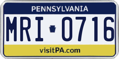 PA license plate MRI0716
