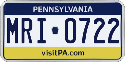 PA license plate MRI0722