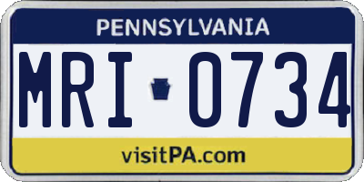 PA license plate MRI0734