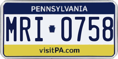 PA license plate MRI0758