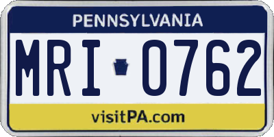 PA license plate MRI0762