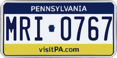 PA license plate MRI0767