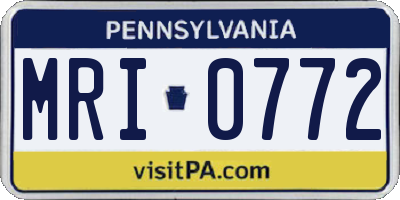 PA license plate MRI0772