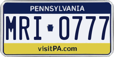 PA license plate MRI0777
