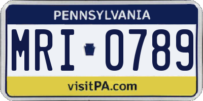 PA license plate MRI0789