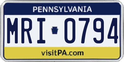 PA license plate MRI0794