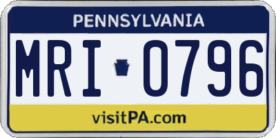 PA license plate MRI0796